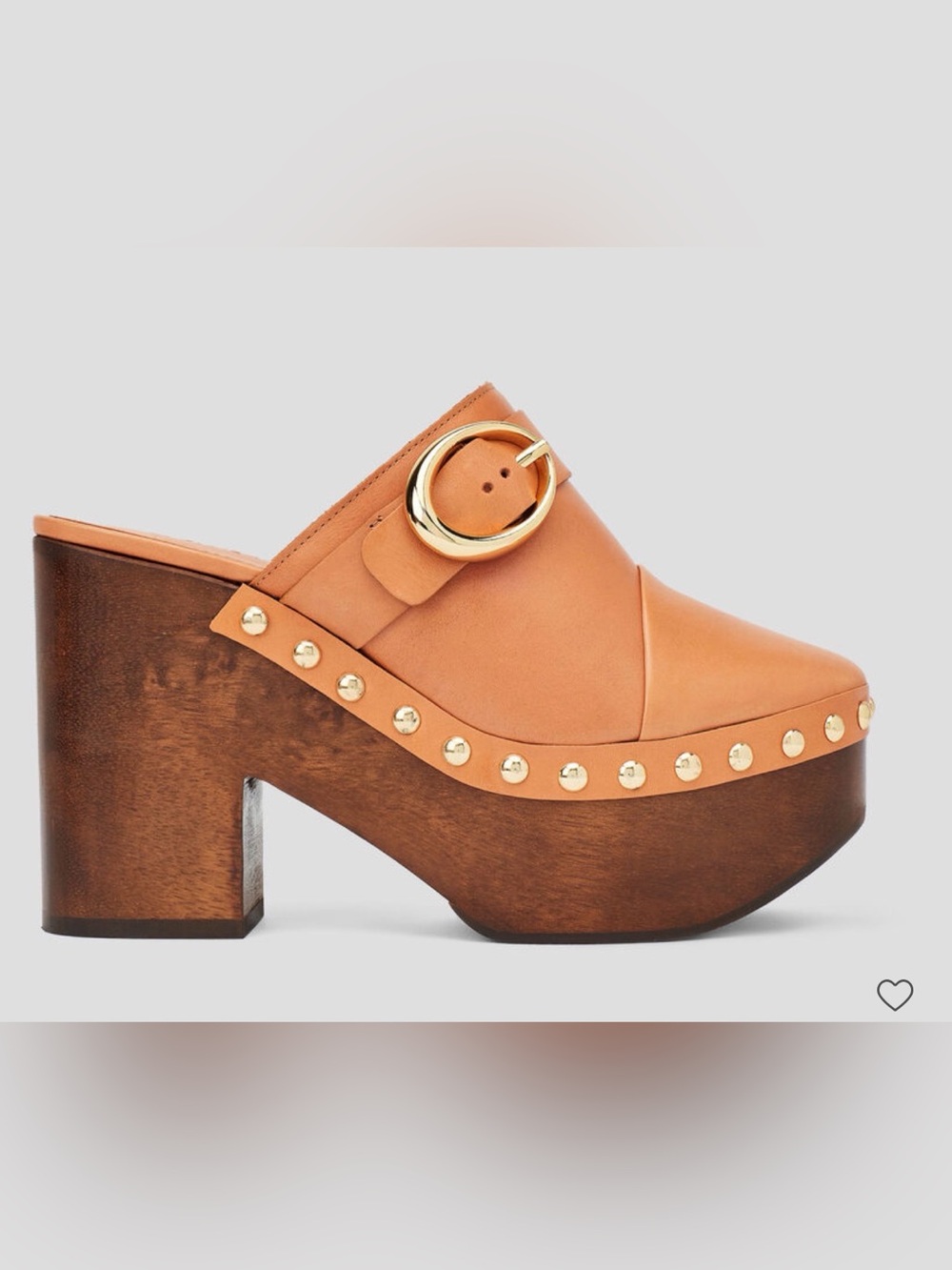 Schultz Tan Leather Piper Platform buckle Clog